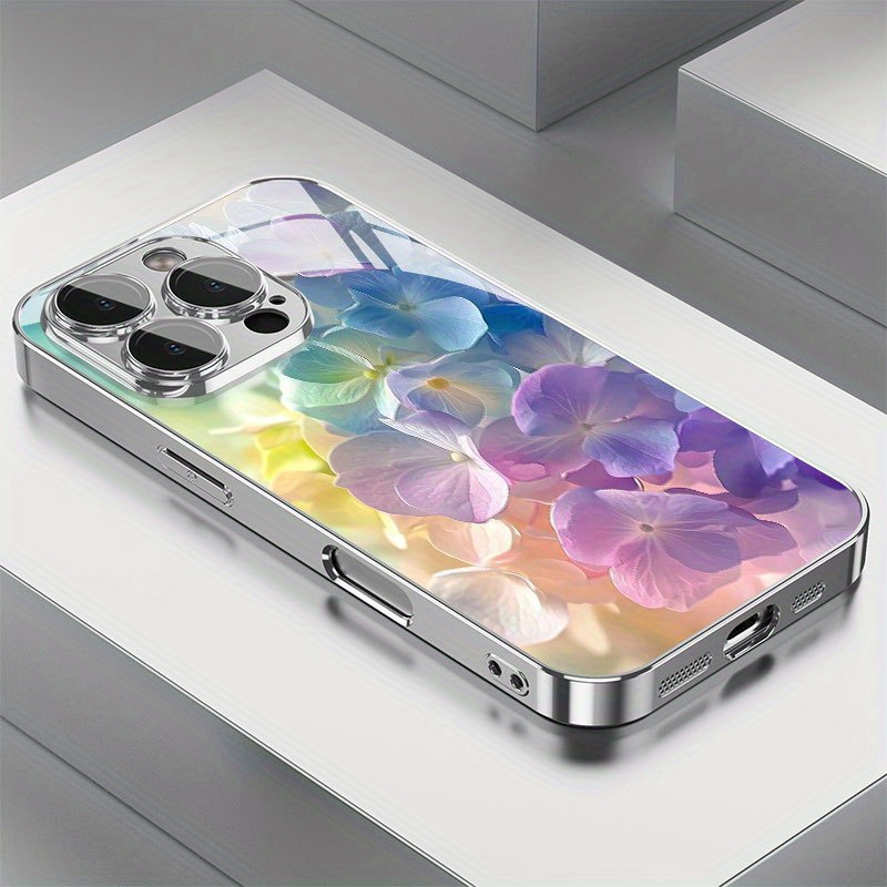 Screen Protectors - Colorful Flower Patterned Electroplated Glass Mobile