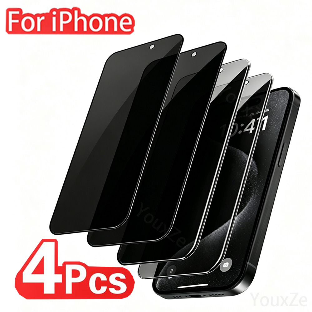 Anti Spy Privacy Glass Case - 4Pcs Anti Spy Tempered Glass For